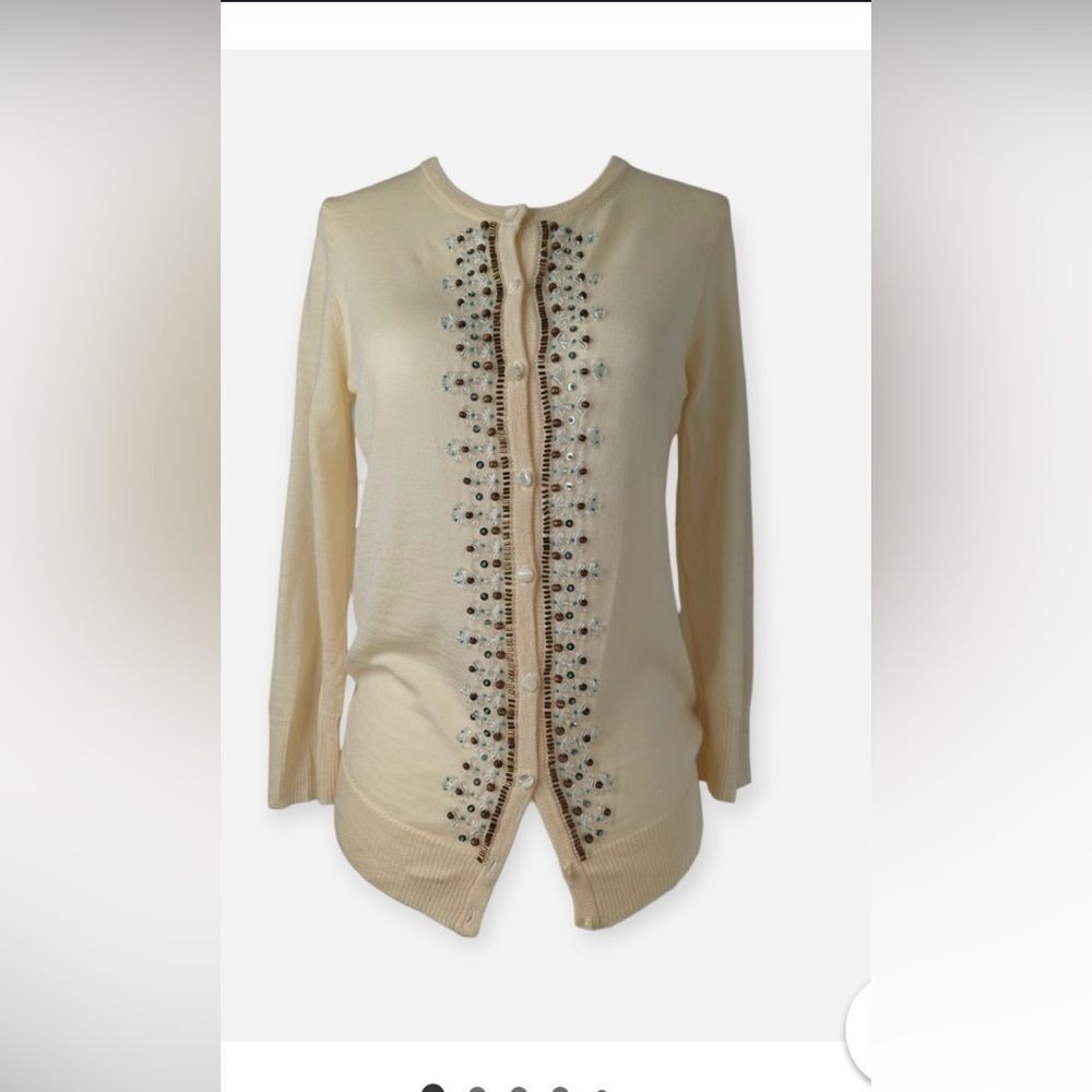 J Crew/S/Embellished Cream Sweater